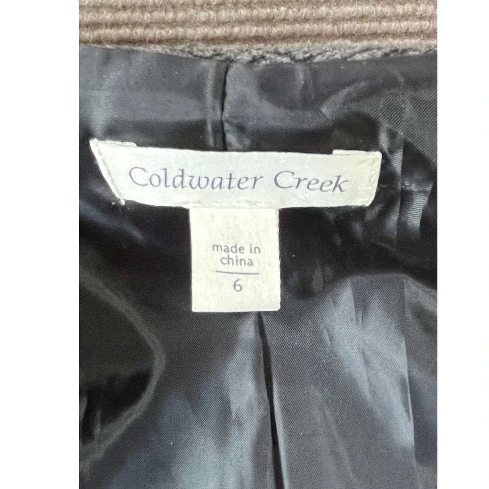 Coldwater Creek Womens Grey Black Damask Wool Blend Blazer Jacket Size 6 Pleated